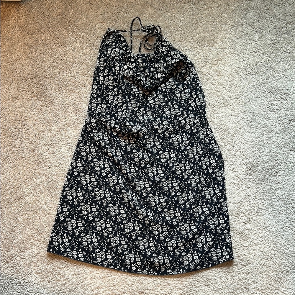 Floral Black and White Dress